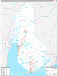 Daphne-Fairhope-Foley Metro Area Wall Map Premium Style 2024